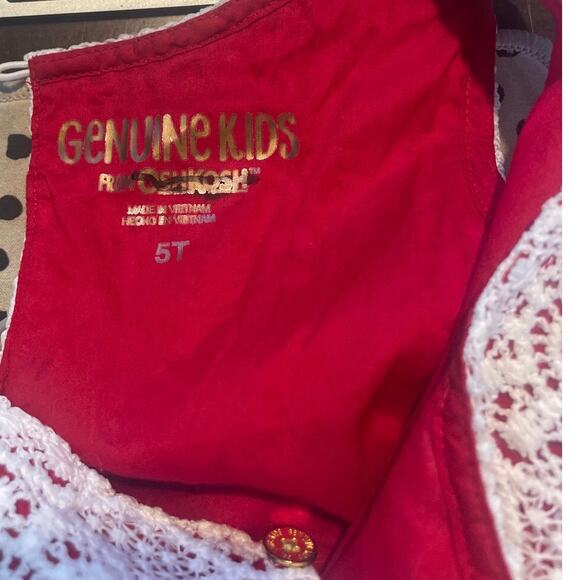 Genuine Kids by OshKosh Lace Eyelet Embroidered Christmas Holiday Dress - Sz 5T - Picture 5 of 14